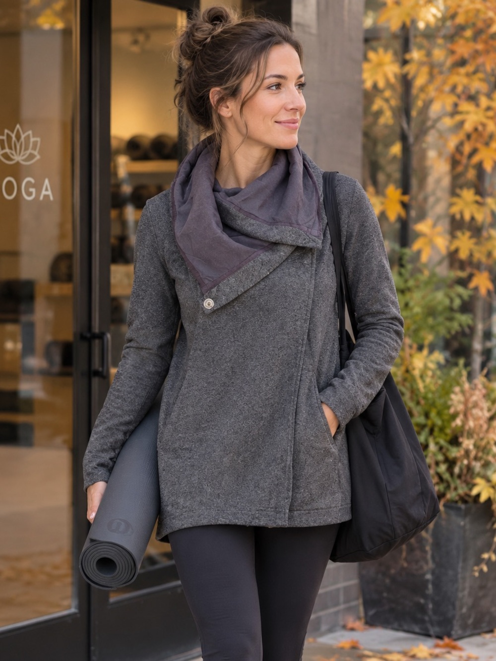Lululemon Savasana Wrap Size 8 Grey Draped Open Front Cardigan Travel Yoga Gym